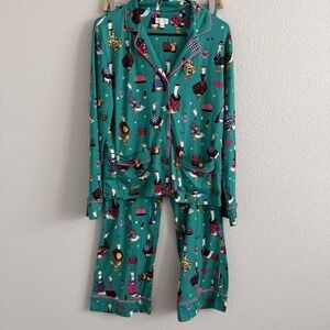 Beauty Sleep Social XS Fashion Geese Pajama 2 Piece Set Long Sleeve Porch Goose
